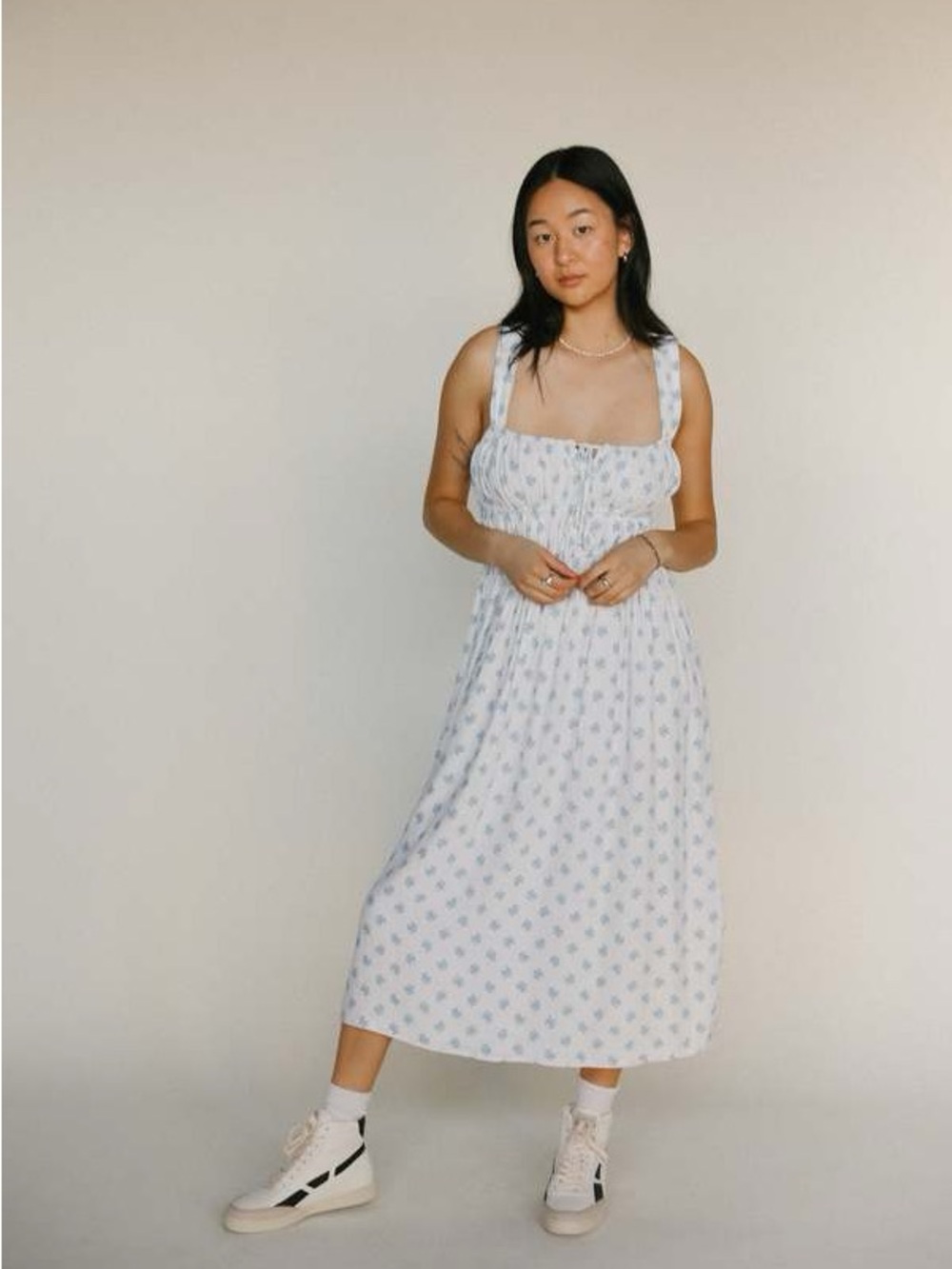 Faithfull the Brand Ramonet Dress in Cairo Blue & White Floral